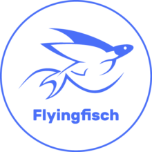Flying Fisch GmbH - frischer Fisch Lieferservice, Fischgroßhandel und Fischladen in Berlin Logo rund weiß