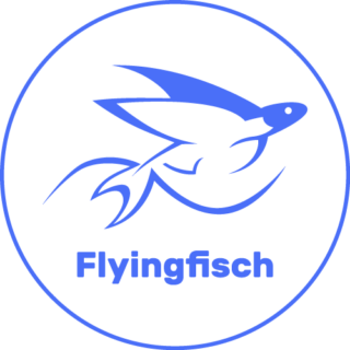 Flying Fisch GmbH - frischer Fisch Lieferservice, Fischgroßhandel und Fischladen in Berlin Logo rund weiß